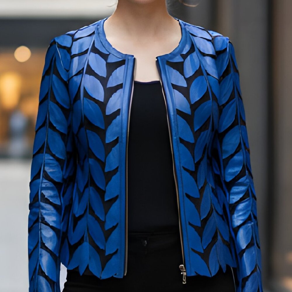 Blouses Women's Shirt Sheer Jacket Leather Outfit Tops Handmade Leaf